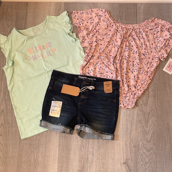 Bundle - Mint Green and Pink Short Sleeve Tops + Jeans - Picture 1 of 9